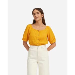 Everlane The Linen‎ Puff Sleeve Top in Marigold Size 10